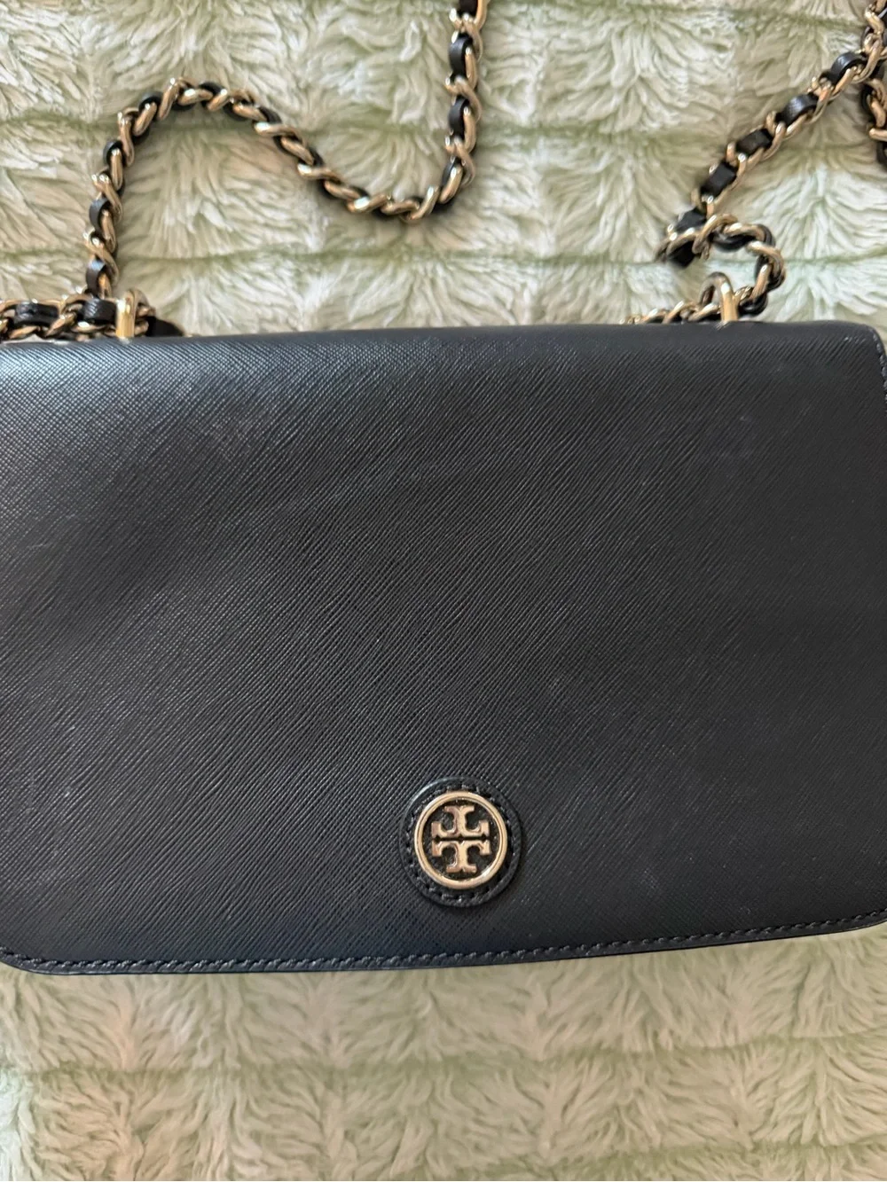 Tory Burch Black Leather Chain-Detail Crossbody